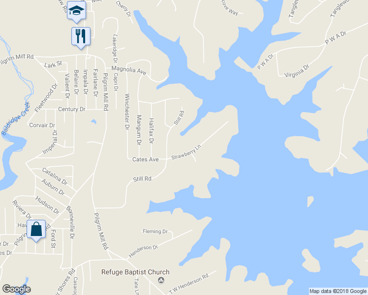 map of restaurants, bars, coffee shops, grocery stores, and more near 3445 Strawberry Lane in Cumming
