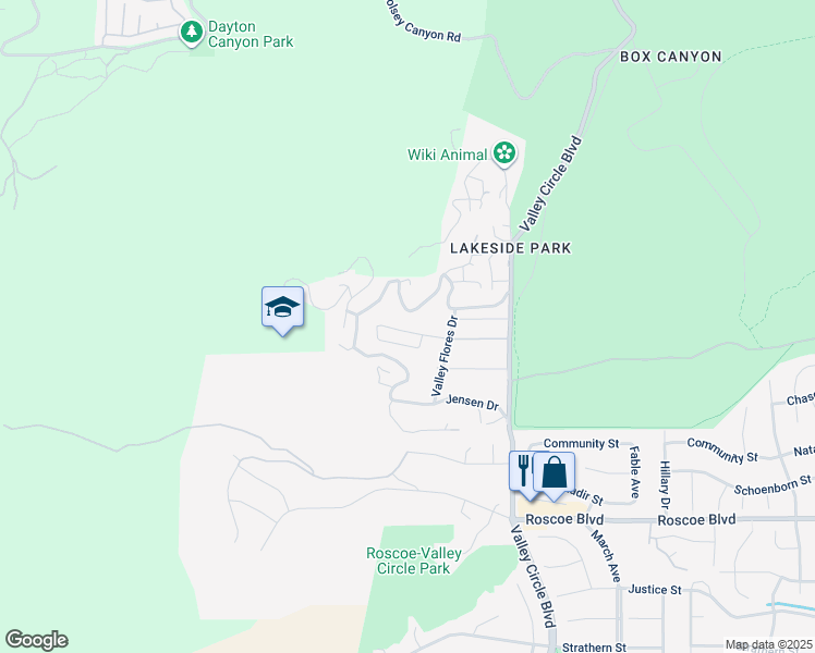 map of restaurants, bars, coffee shops, grocery stores, and more near 24039 Eagle Mountain Street in Los Angeles