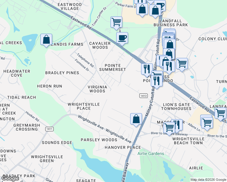 map of restaurants, bars, coffee shops, grocery stores, and more near 1632 Allens Lane in Wilmington