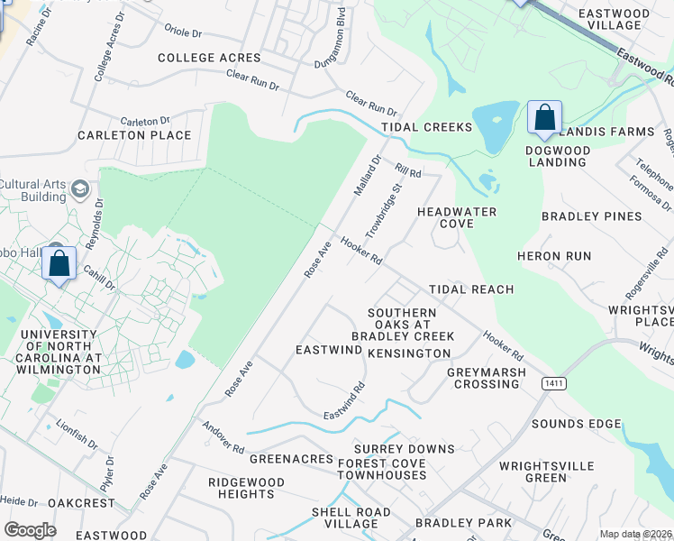 map of restaurants, bars, coffee shops, grocery stores, and more near 553 Camway Drive in Wilmington