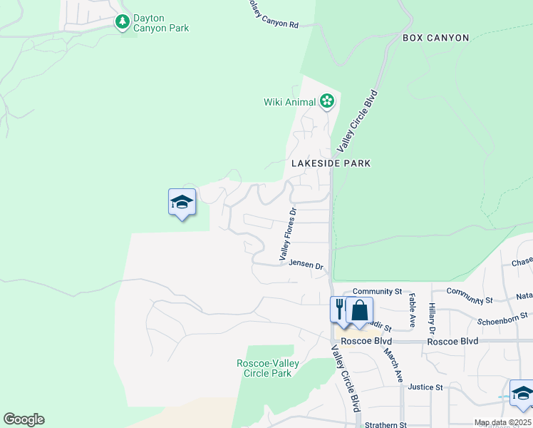 map of restaurants, bars, coffee shops, grocery stores, and more near 24039 Eagle Mountain Street in Los Angeles