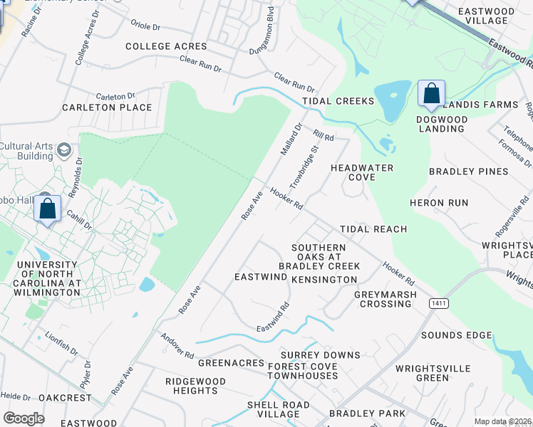 map of restaurants, bars, coffee shops, grocery stores, and more near 553 Camway Drive in Wilmington