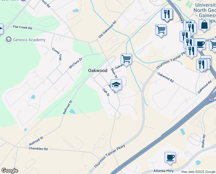 map of restaurants, bars, coffee shops, grocery stores, and more near 4404 Allen Street in Oakwood