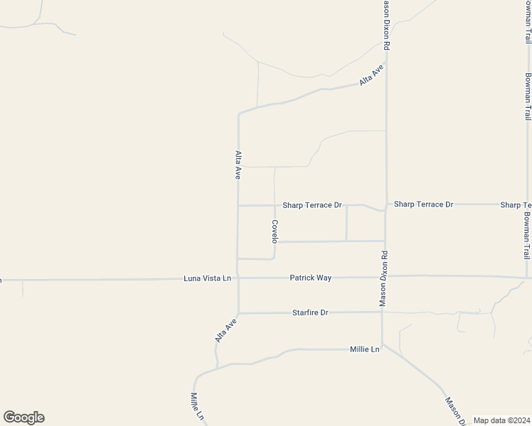 map of restaurants, bars, coffee shops, grocery stores, and more near 59787 Sharp Terrace Drive in Joshua Tree