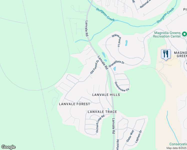 map of restaurants, bars, coffee shops, grocery stores, and more near 8719 Old Forest Drive in Leland