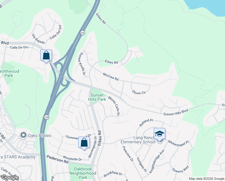 map of restaurants, bars, coffee shops, grocery stores, and more near 2154 Boe Circle in Thousand Oaks