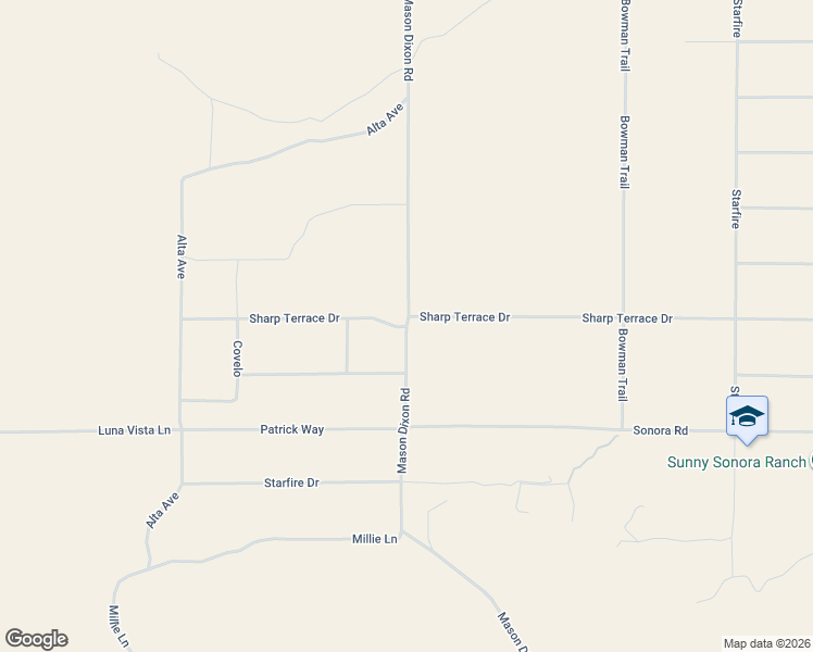 map of restaurants, bars, coffee shops, grocery stores, and more near 60150 Sharp Terrace Drive in Yucca Valley