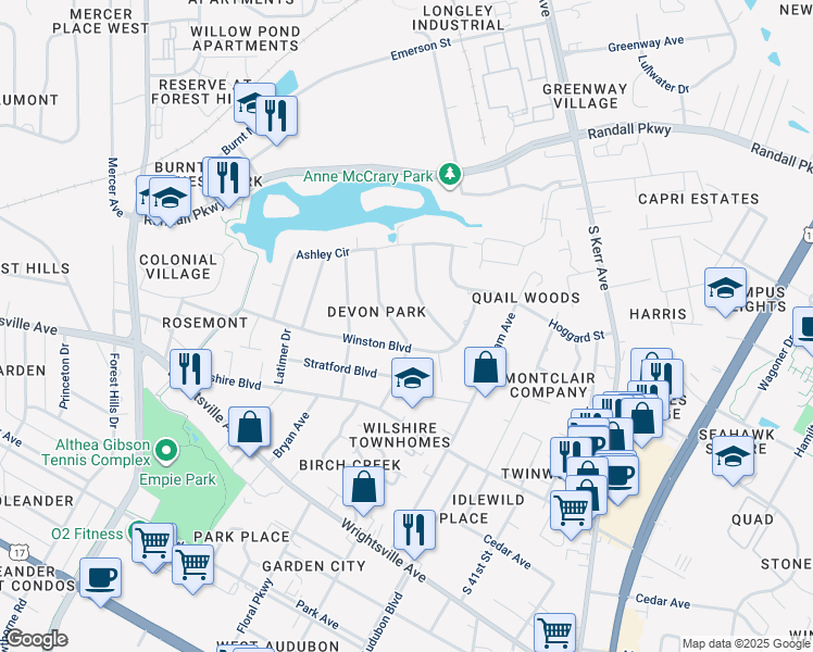 map of restaurants, bars, coffee shops, grocery stores, and more near 627 Jennings Drive in Wilmington