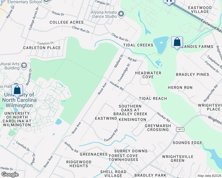 map of restaurants, bars, coffee shops, grocery stores, and more near 553 Camway Drive in Wilmington