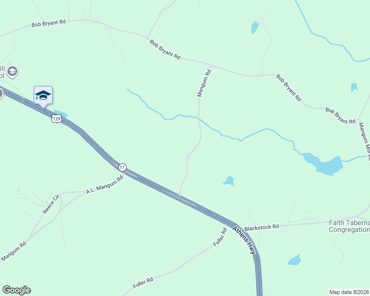 map of restaurants, bars, coffee shops, grocery stores, and more near 3655 Mangum Road in Talmo