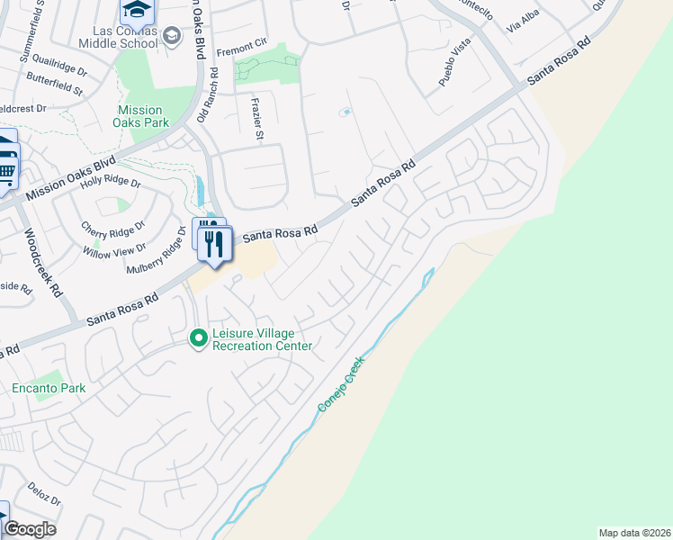 map of restaurants, bars, coffee shops, grocery stores, and more near 31327 Village 31 in Camarillo