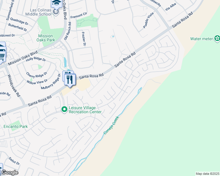 map of restaurants, bars, coffee shops, grocery stores, and more near 31327 Village 31 in Camarillo