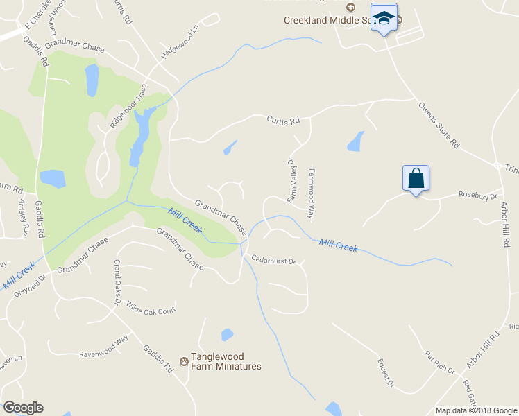 map of restaurants, bars, coffee shops, grocery stores, and more near 318 Farmbrook Pass in Canton