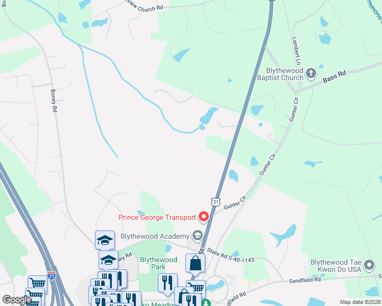 map of restaurants, bars, coffee shops, grocery stores, and more near 11049 Wilson Boulevard in Blythewood
