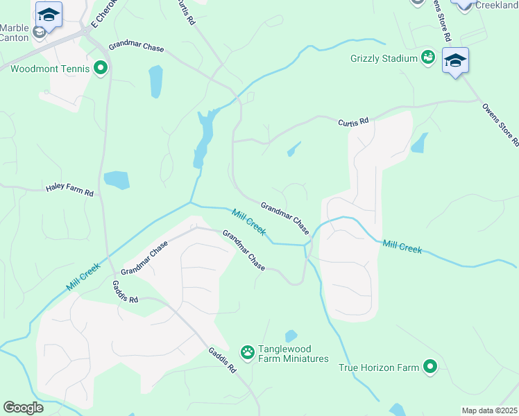 map of restaurants, bars, coffee shops, grocery stores, and more near 177 Grandmar Chase in Canton