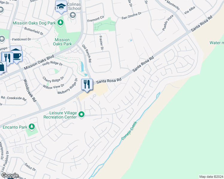 map of restaurants, bars, coffee shops, grocery stores, and more near 908 Carissa Court in Camarillo