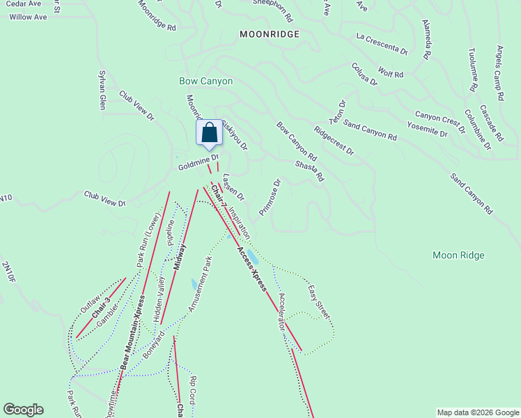 map of restaurants, bars, coffee shops, grocery stores, and more near 1381 Lassen Court in Big Bear Lake