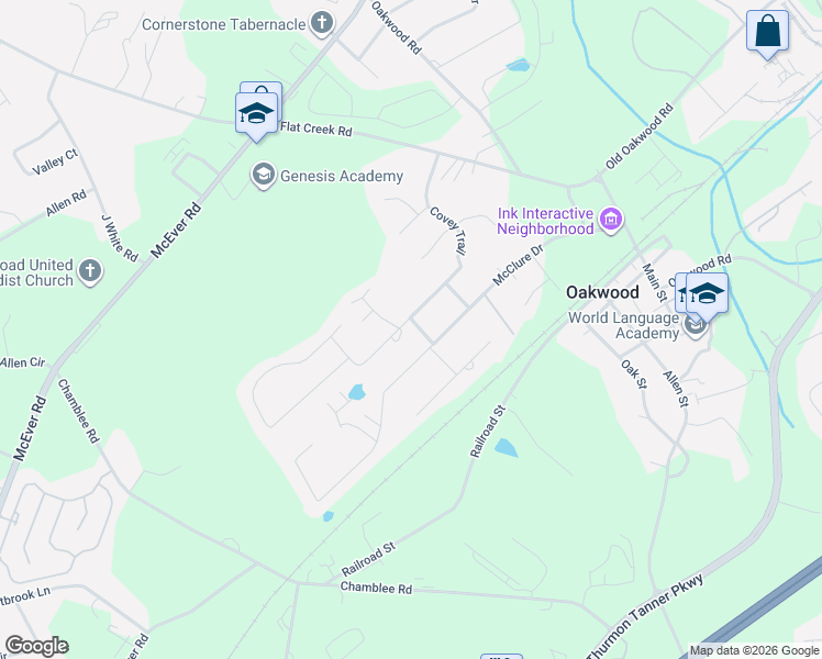 map of restaurants, bars, coffee shops, grocery stores, and more near 4215 Terry Street in Oakwood