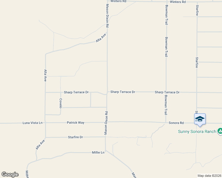 map of restaurants, bars, coffee shops, grocery stores, and more near 60150 Sharp Terrace Drive in Yucca Valley