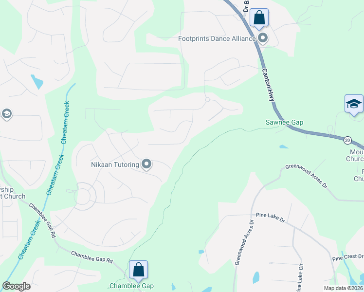 map of restaurants, bars, coffee shops, grocery stores, and more near 1965 Poplar Ridge Place in Cumming