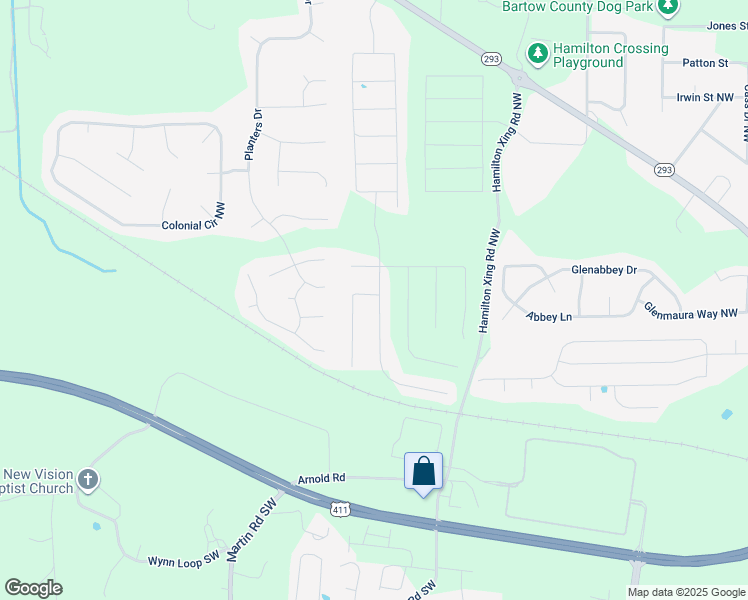 map of restaurants, bars, coffee shops, grocery stores, and more near 126 Verona Drive Northwest in Euharlee