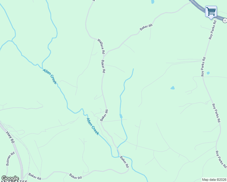 map of restaurants, bars, coffee shops, grocery stores, and more near 3299 Baker Road in Gainesville