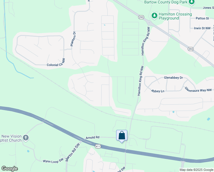 map of restaurants, bars, coffee shops, grocery stores, and more near 126 Verona Drive Northwest in Euharlee
