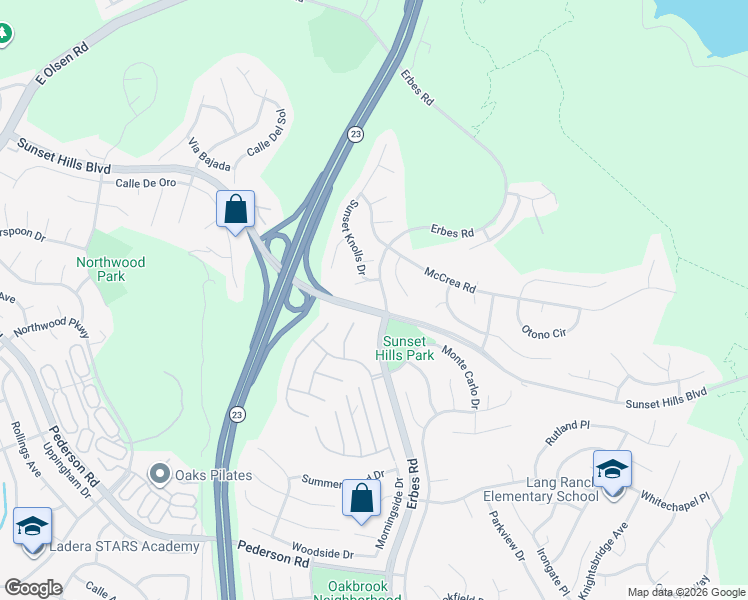 map of restaurants, bars, coffee shops, grocery stores, and more near 1914 Sunshine Court in Thousand Oaks