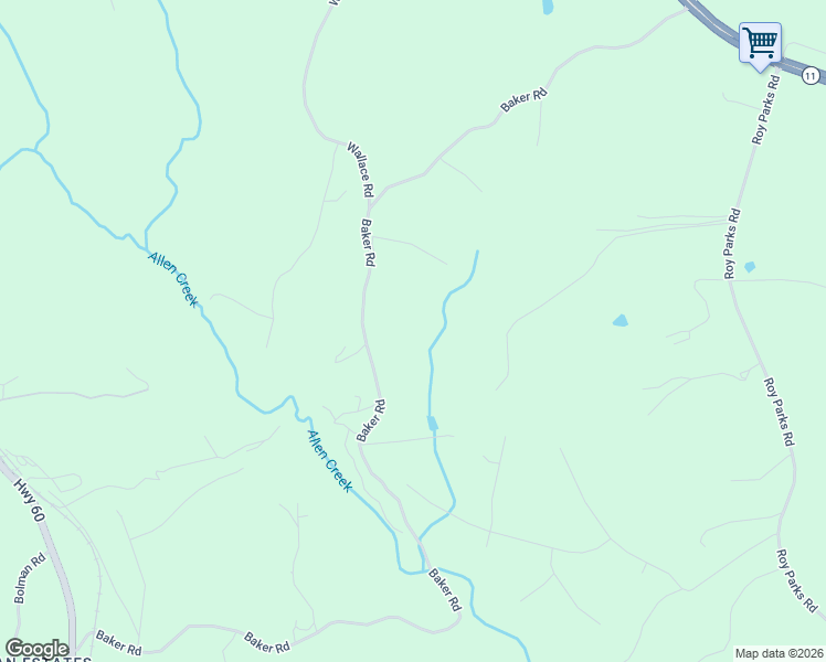 map of restaurants, bars, coffee shops, grocery stores, and more near 3299 Baker Road in Gainesville