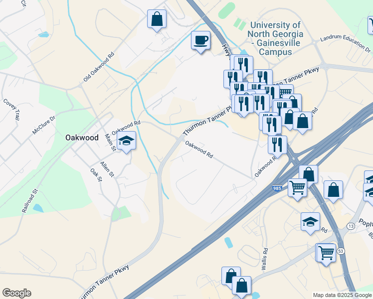 map of restaurants, bars, coffee shops, grocery stores, and more near 4406 Nellie Drive in Oakwood