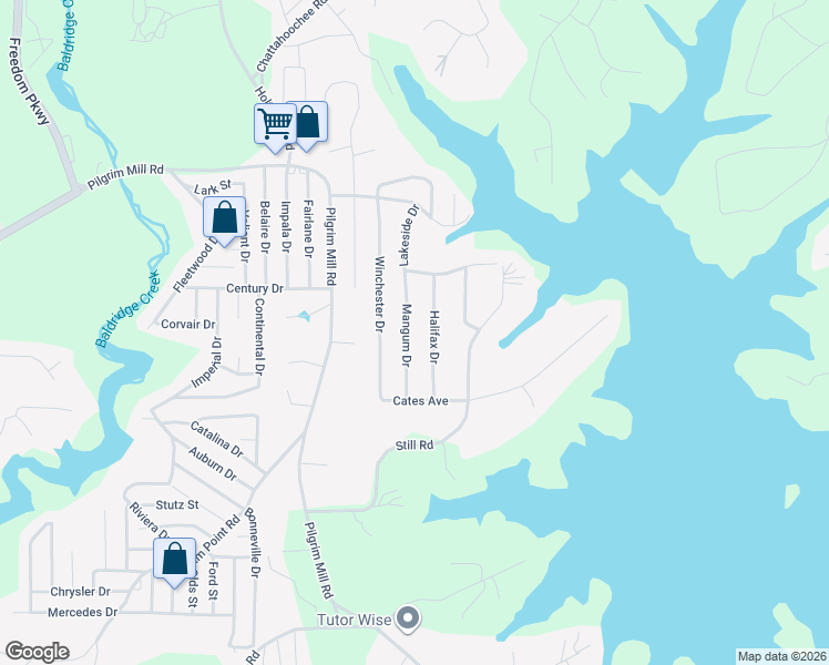 map of restaurants, bars, coffee shops, grocery stores, and more near 3085 Mangum Drive in Cumming