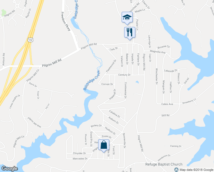 map of restaurants, bars, coffee shops, grocery stores, and more near 2830 Fleetwood Drive in Cumming