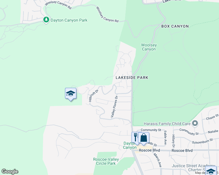 map of restaurants, bars, coffee shops, grocery stores, and more near 8765 Hillcroft Drive in Los Angeles