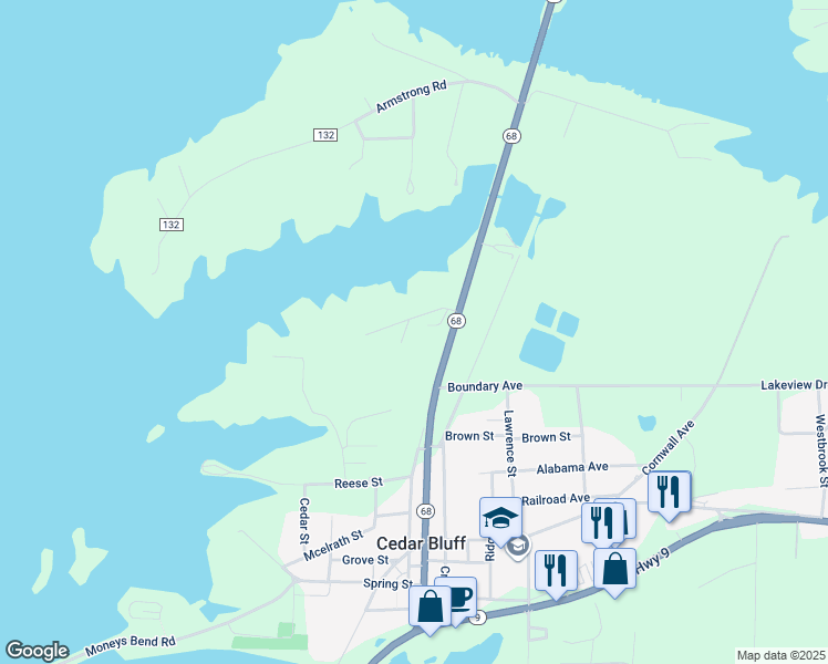 map of restaurants, bars, coffee shops, grocery stores, and more near 4350 Lakewood Court in Cedar Bluff