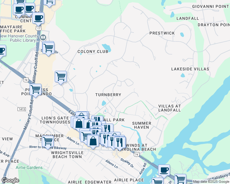 map of restaurants, bars, coffee shops, grocery stores, and more near 1901 Staunton Court in Wilmington