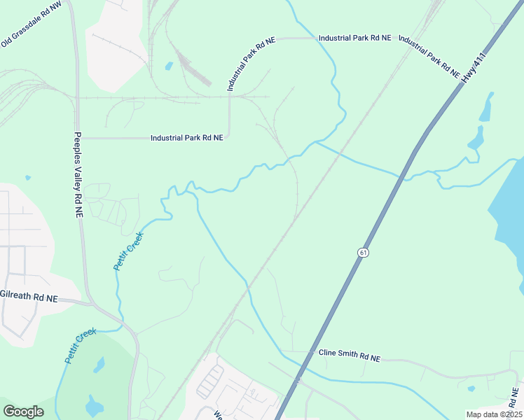 map of restaurants, bars, coffee shops, grocery stores, and more near 61 Johnson Lane Northeast in Cartersville