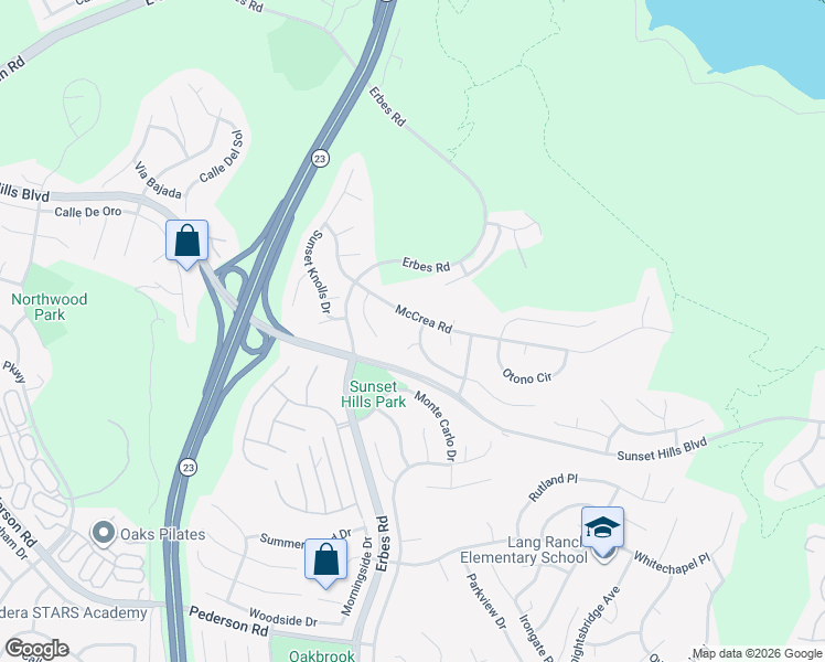 map of restaurants, bars, coffee shops, grocery stores, and more near 2142 Calle Riscoso in Thousand Oaks