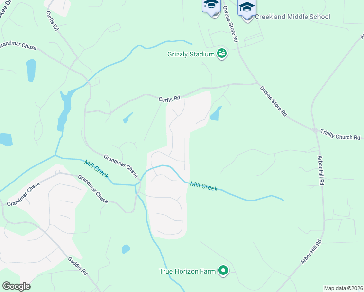 map of restaurants, bars, coffee shops, grocery stores, and more near 417 Farmwood Way in Canton