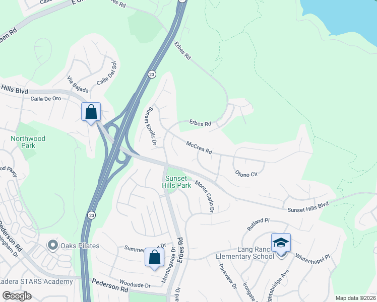 map of restaurants, bars, coffee shops, grocery stores, and more near 2142 Calle Riscoso in Thousand Oaks