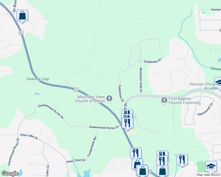map of restaurants, bars, coffee shops, grocery stores, and more near 1940 Country Place in Cumming