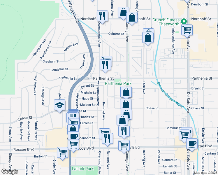 map of restaurants, bars, coffee shops, grocery stores, and more near 8601 International Avenue in Los Angeles