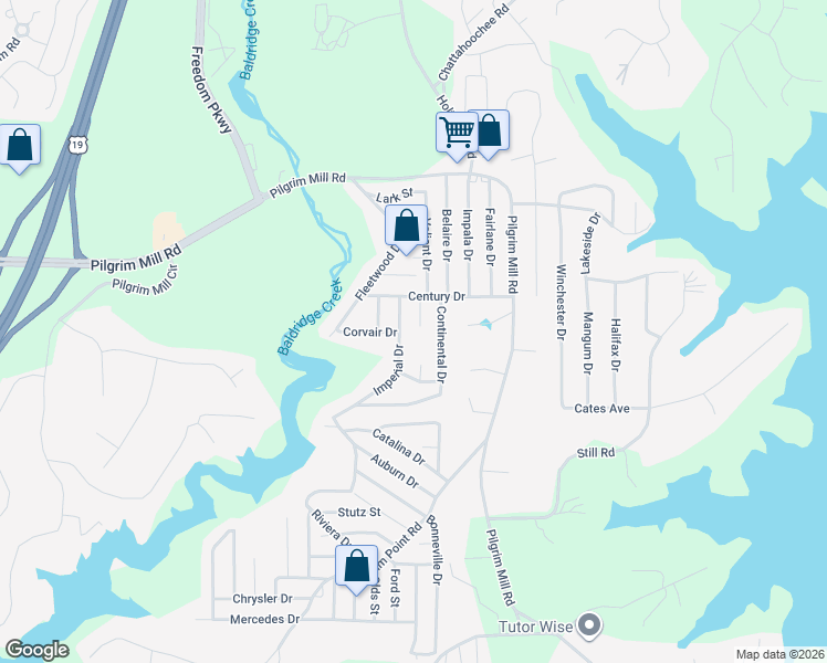 map of restaurants, bars, coffee shops, grocery stores, and more near 2970 Lemans Street in Cumming