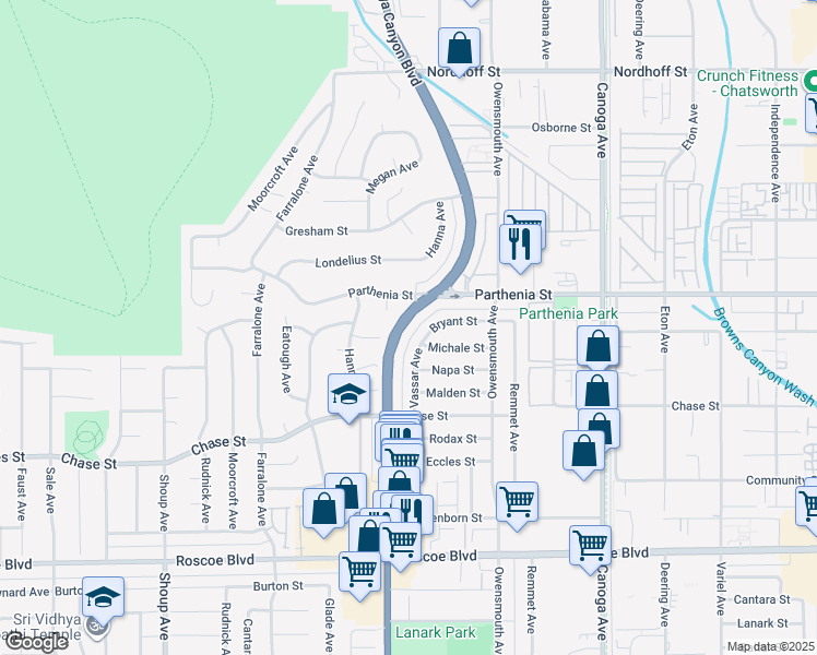 map of restaurants, bars, coffee shops, grocery stores, and more near 8606 California 27 in Los Angeles