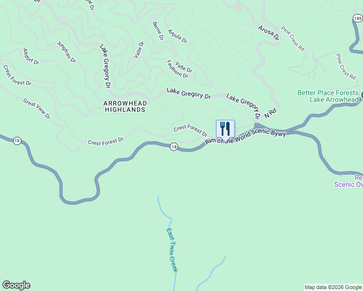 map of restaurants, bars, coffee shops, grocery stores, and more near 24995 Ocean View Drive in San Bernardino