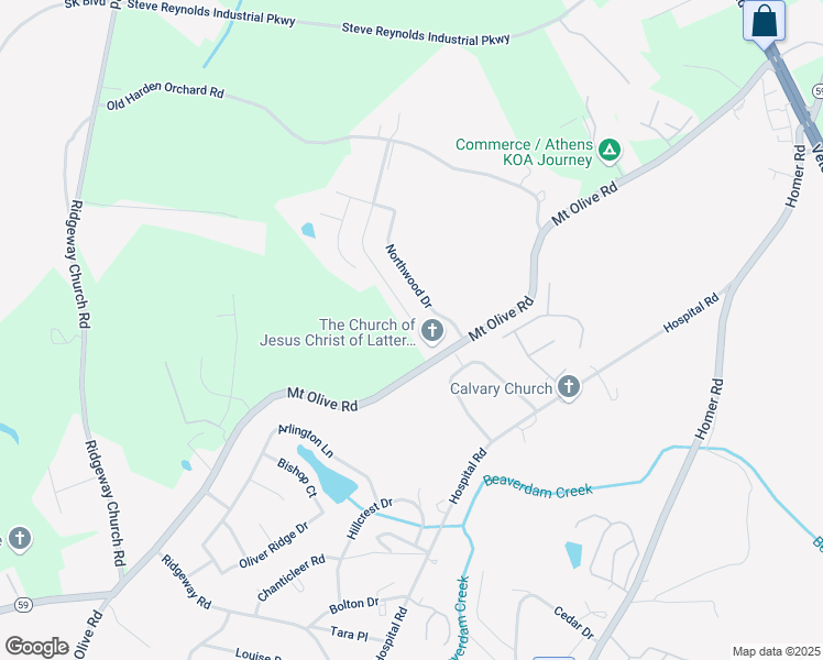 map of restaurants, bars, coffee shops, grocery stores, and more near 2446 Remington Drive in Commerce