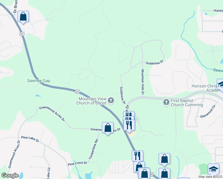 map of restaurants, bars, coffee shops, grocery stores, and more near 1940 Country Place in Cumming