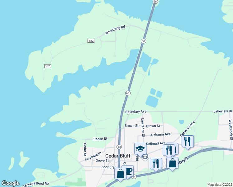 map of restaurants, bars, coffee shops, grocery stores, and more near 4350 Lakewood Court in Cedar Bluff