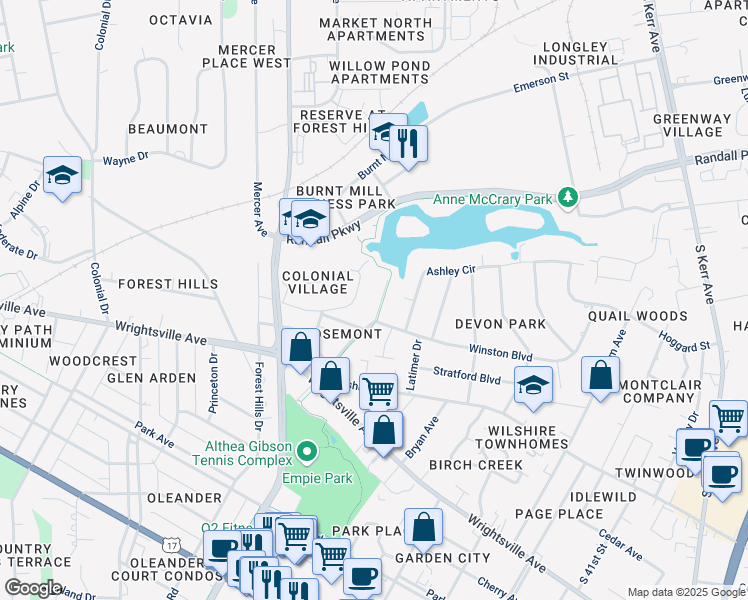 map of restaurants, bars, coffee shops, grocery stores, and more near 618 Rosemont Avenue in Wilmington