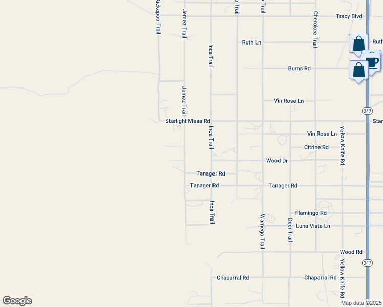 map of restaurants, bars, coffee shops, grocery stores, and more near 1435 Jemez Trail in Yucca Valley