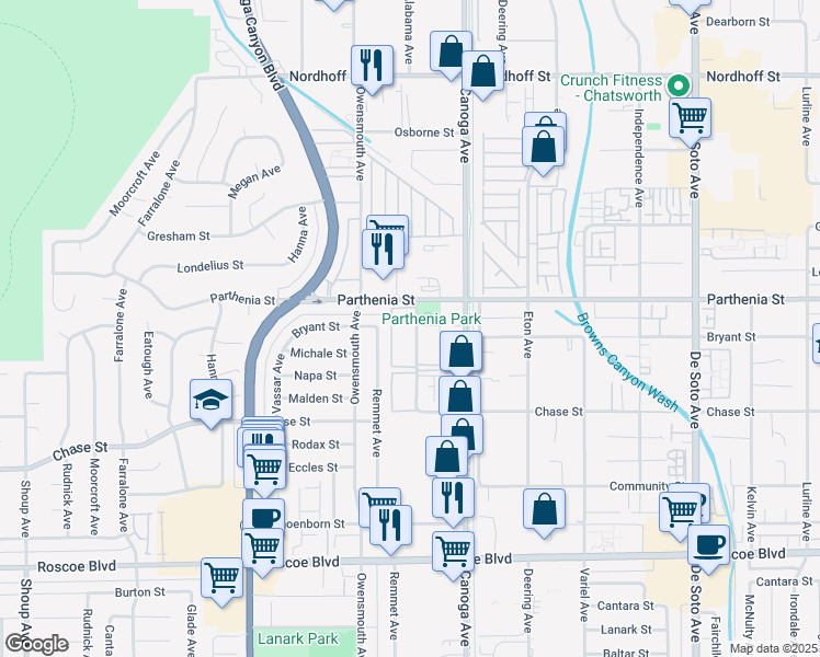 map of restaurants, bars, coffee shops, grocery stores, and more near 8601 International Avenue in Los Angeles
